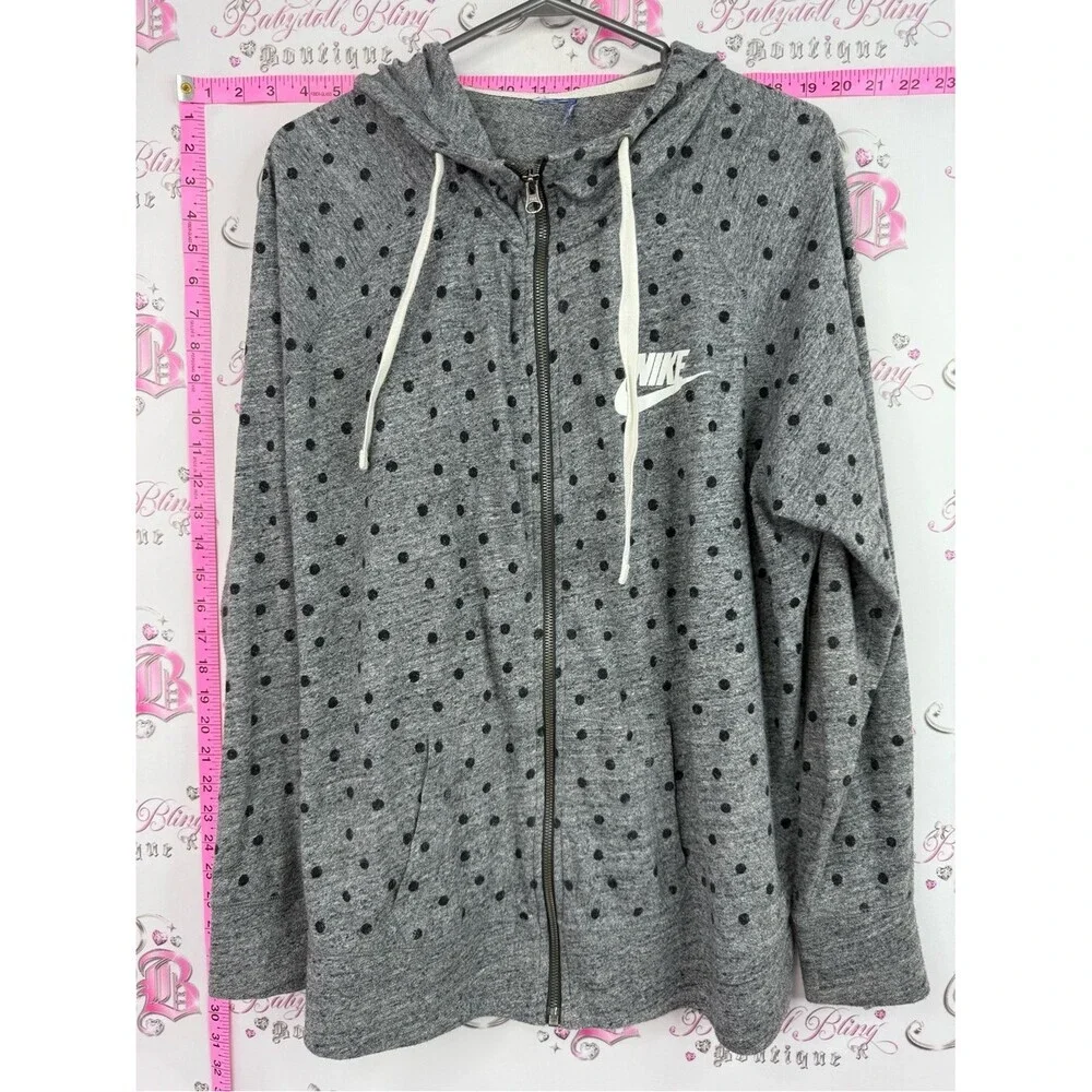 Nike sweater hoodie black Grey Polka Dot Zip Hoodie